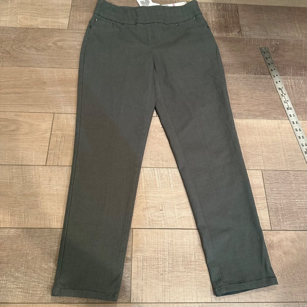 RUBY RD PETITE 6P WOMENS GREEN PULL ON PANTS NEW